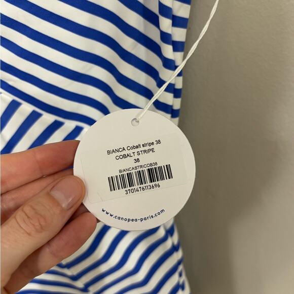 NWT Canopea Bianca One Piece UPF Swimsuit in Cobalt Stripe - Size US 6 - Picture 6 of 8